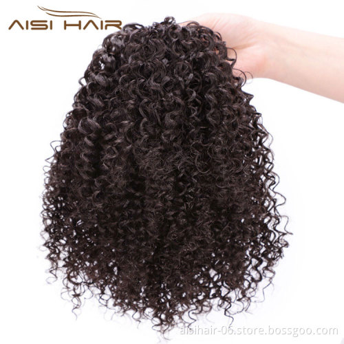 Aisi Hair Synthetic Ponytail Afro Puff Kinky Curly Drawstring Hair Extensions High Temperature Fiber Short Clip In Hairpieces